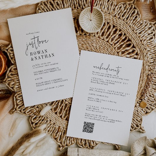 Moderne Chique Zwart Wit Weekend Evenementen QR Br Kaart