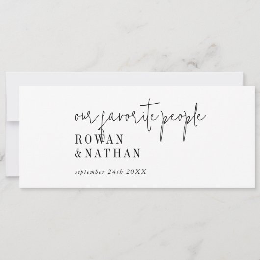 Moderne Chique Zwart Wit Zittingkaartkoptekst (Achterkant)