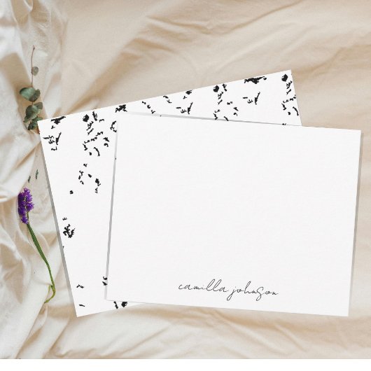 Moderne chique zwarte grunge textuur | Monogram Notitiekaartje