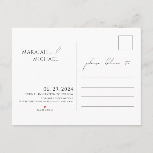 Moderne chique zwarte scripts slaan de datum op uitnodiging briefkaart (Achterkant)