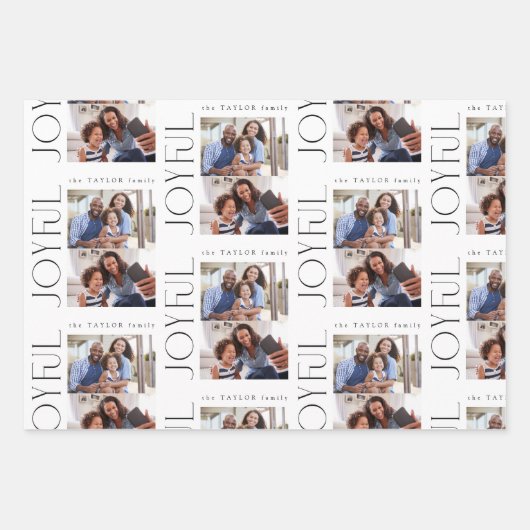 Moderne chique zwarte strepen Vrolijke foto Kerstm Inpakpapier Vel (Voorkant 3)