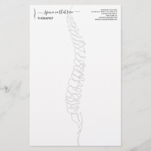 Moderne Chiropractor Wervelkolom Massage Dokter Briefpapier (Voorkant)