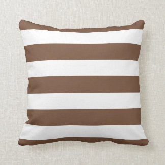 Moderne Chocolade Bruine en Witte Strepen Kussen