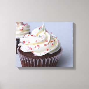 Moderne chocolade cupcakes met sprinken canvas afdruk