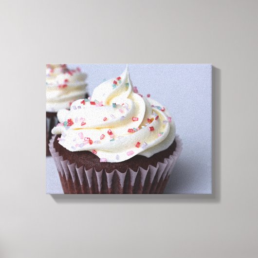 Moderne chocolade cupcakes met spruitjes canvas afdruk (Voorkant)