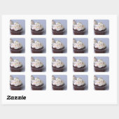 Moderne chocolade cupcakes, sprinkhaan, bevroren vierkante sticker (Vel)
