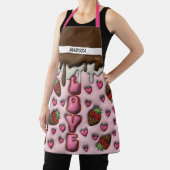 Moderne chocolade en aardbeien liefde naam schort (Insitu)
