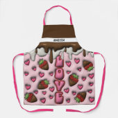 Moderne chocolade en aardbeien liefde naam schort (Voorkant)