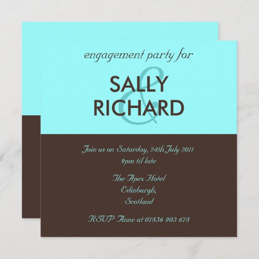 Moderne Chocolade & Mint Engagement Party Kaart (Voorkant / Achterkant)