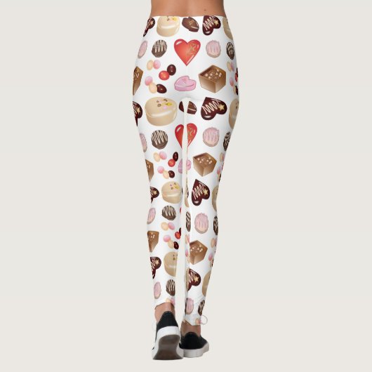 Moderne Chocolade Snoep Hart Print Leggings (Achterkant)