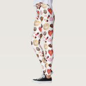 Moderne Chocolade Snoep Hart Print Leggings (Links)