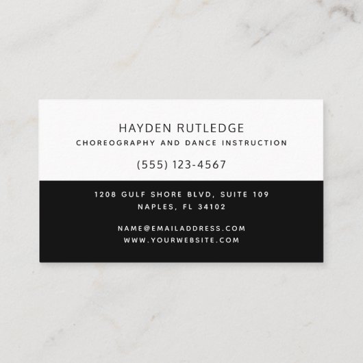 Moderne choreograaf dansinstructeur Danser Visitekaartje (Achterkant)