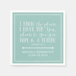 Moderne Christelijke Bijbel Verse Blauwgroen Aqua  Servet