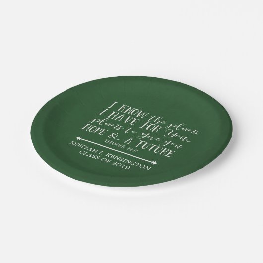 Moderne Christelijke Bijbel Verse Groene Afstudere Papieren Bordje (Gekanteld)