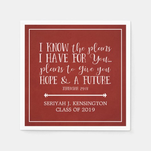 Moderne Christelijke Bijbel Verse Red Afstuderen Servet (Voorkant)