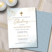 Moderne Christelijke Blue Gold Cross Boy doop Kaart