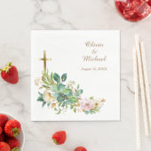 Moderne Christelijke Cross Floral Wedding Servet (Insitu)
