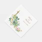 Moderne Christelijke Cross Floral Wedding Servet (Hoek)