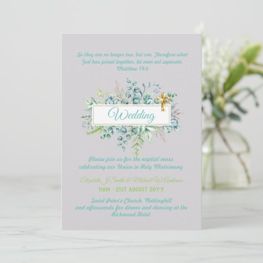 Moderne Christelijke Katholieke Trouw Uitnodiging (Staand voorkant)