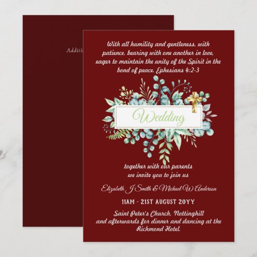 Moderne Christelijke Katholieke Trouwuitnodiging (Voorkant / Achterkant)