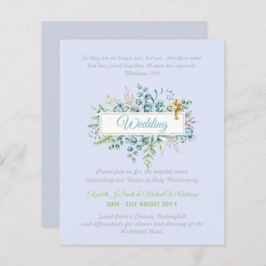 Moderne Christelijke Katholieke Trouwuitnodiging (Voorkant / Achterkant)