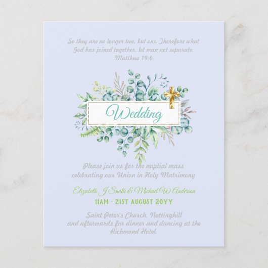 Moderne Christelijke Katholieke Trouwuitnodiging (Voorkant)