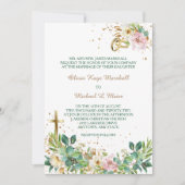 Moderne Christelijke Kruis en Ringen Bloemenbruilo Kaart (Voorkant)