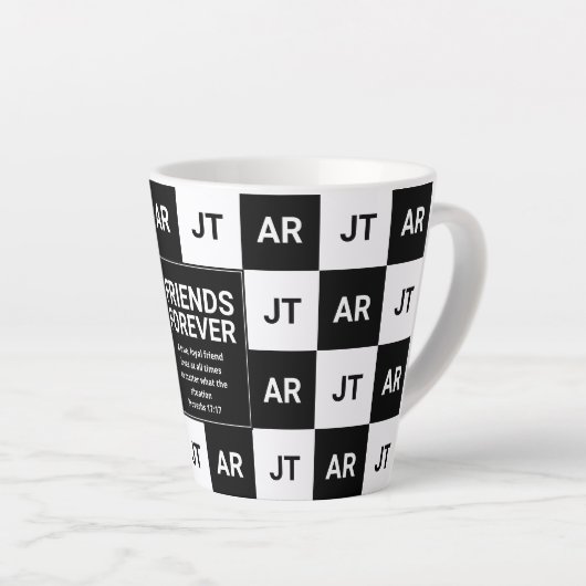 Moderne Christelijke monogram FRIENDS FOREVER Latte Mok (Rechterhoek)