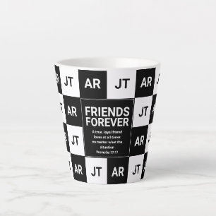 Moderne Christelijke monogram FRIENDS FOREVER Latte Mok