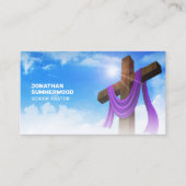 Moderne Christelijke Pastor Cross Cloudscape QR-co Visitekaartje (Voorkant)