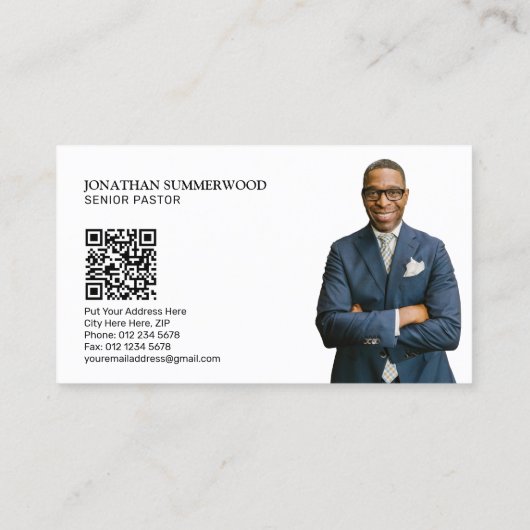 Moderne Christelijke Pastor Cross Cloudscape QR-co Visitekaartje (Achterkant)