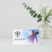 Moderne Christelijke Pastor Cross Cloudscape QR-co Visitekaartje (Staand voorkant)