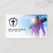Moderne Christelijke Pastor Cross Cloudscape QR-co Visitekaartje (Voorkant)