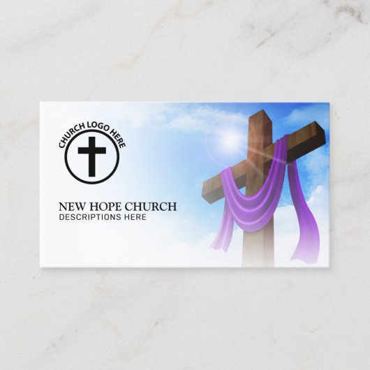 Moderne Christelijke Pastor Cross Cloudscape QR-co Visitekaartje (Voorkant)