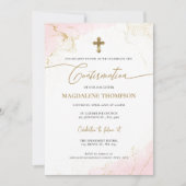 Moderne Christelijke roze gouden kruismeisje beves Kaart (Voorkant)