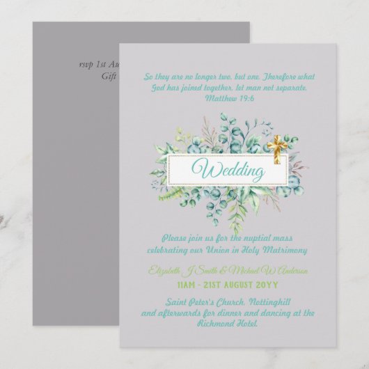 Moderne Christelijke uitnodiging tot katholieke br (Voorkant / Achterkant)