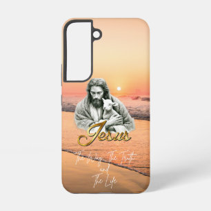 Moderne christelijke zonsondergang zeegezicht Jezu Samsung Galaxy Hoesje