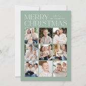 Moderne Christmas Mint 9 Fotocollage Feestdagenkaart (Voorkant)