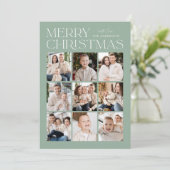 Moderne Christmas Mint 9 Fotocollage Feestdagenkaart (Staand voorkant)
