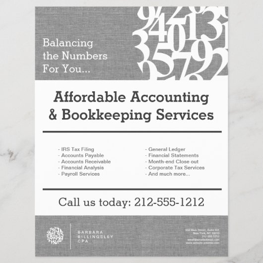 Moderne cijfers Logo Linen Accountant Flyer (Voorkant)