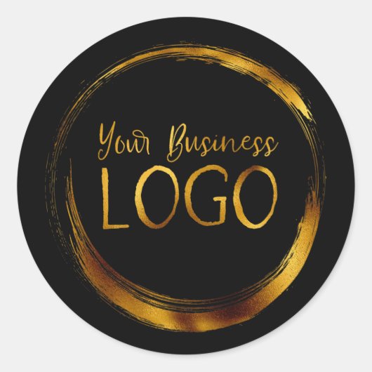 Moderne Circle Business Logo op zwart Ronde Sticker (Voorkant)