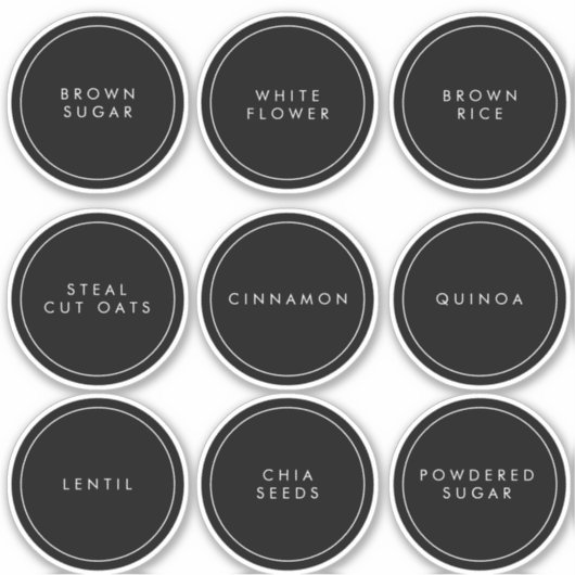 Moderne Circle Kitchen en Pantry Storage Labels (Voorkant)
