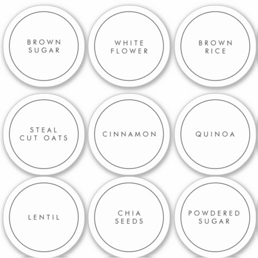 Moderne Circle Kitchen en Pantry Storage Labels (Voorkant)