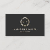 Moderne Circle Monogram Logo Afstuderen Studenten Contactkaartje (Voorkant)