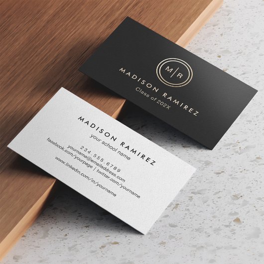 Moderne Circle Monogram Logo Afstuderen Studenten Contactkaartje