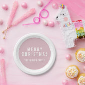 Moderne Circle Pastel Roze kerst Papieren Bordje (Feest)