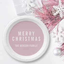 Moderne Circle Pastel Roze kerst Papieren Bordje