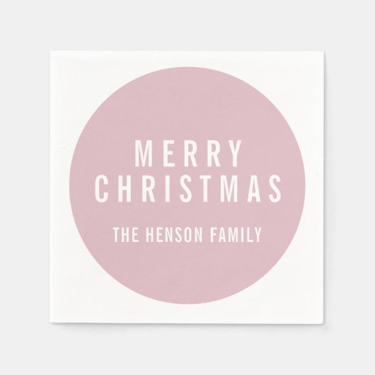 Moderne Circle Pastel Roze kerst Servet (Voorkant)