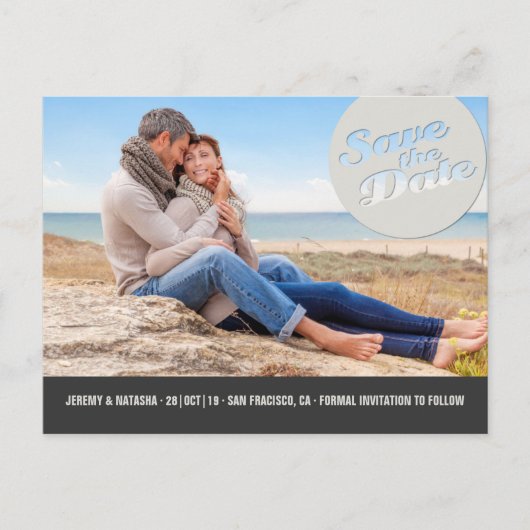 Moderne Circle Spotlight Cutout Save the Date Phot Aankondigingskaart (Voorkant)