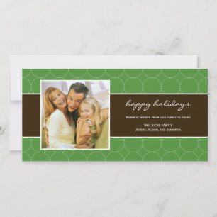Moderne Circles Holiday Photo Card - Groen Feestdagenkaart